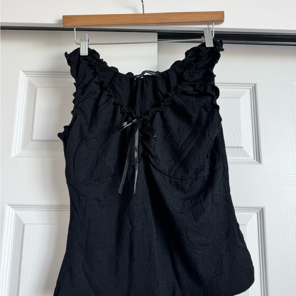 Brandy Melville Black Ruffle Tank Top